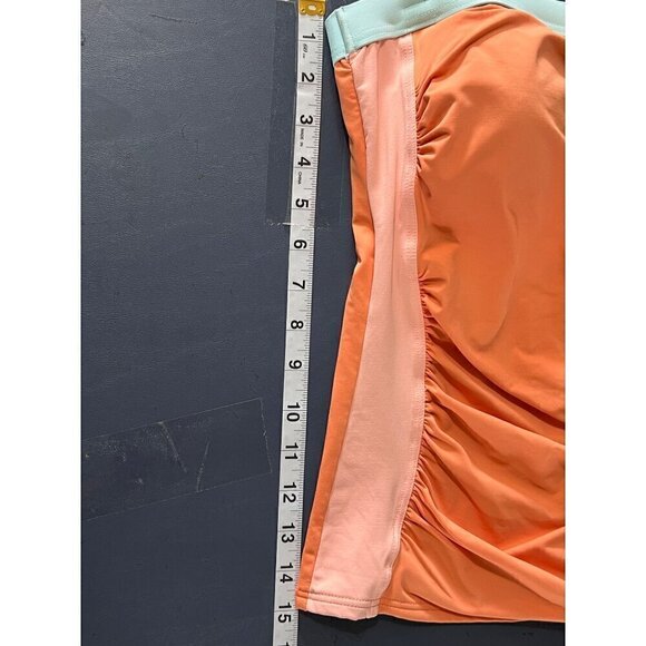 Lands End  Ruched Colorblock Tankini Top Size 2 Orange swim vacation reslrt crui - Picture 5 of 9